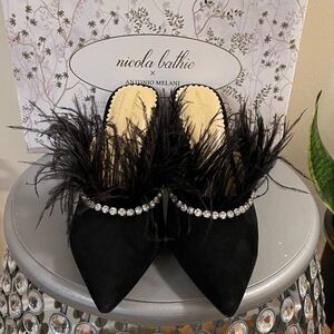 Antonio Melani x Nicola Bathie Black Feather Heels
